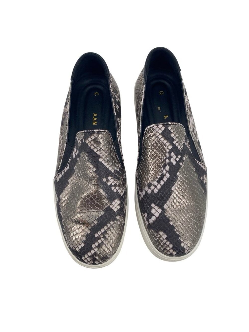 Cole Haan Grand Series Slip On Shoes Womens 7.5 B Sneakers Gray Snake Leather